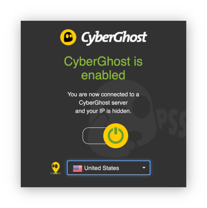 La extensión de navegador CyberGhost VPN.