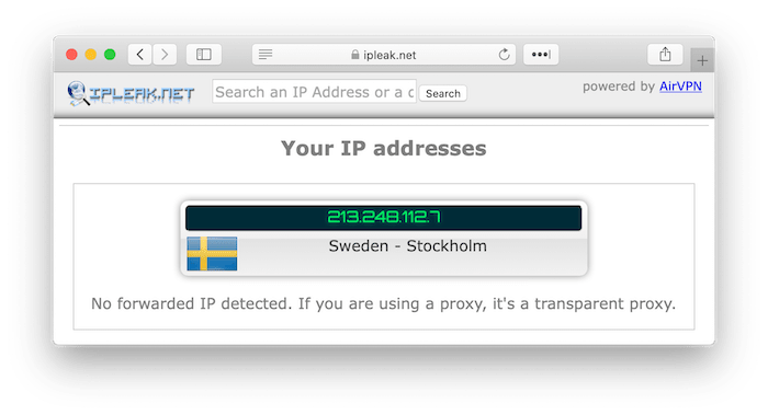 Imagen que muestra que PrivateVPN superó nuestra prueba de fugas de IP