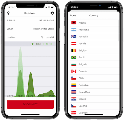 La aplicación ipvanish para iPhone