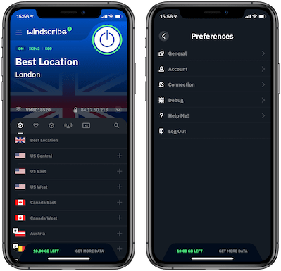 De gratis iOS-app van Windscribe voor iPhone en iPad