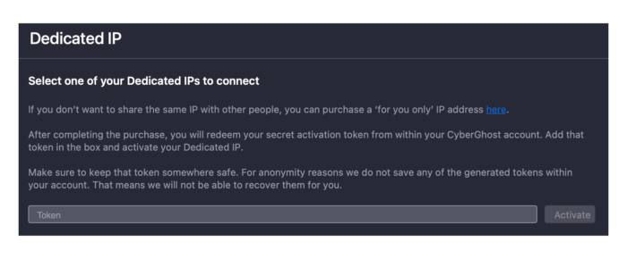 Dove acquistare un indirizzo IP dedicato nell’app di CyberGhost