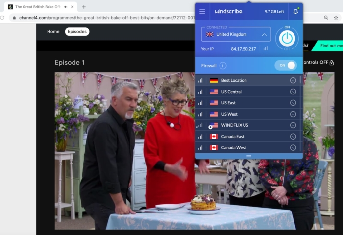 Uso di Windscribe Free con BBC iPlayer