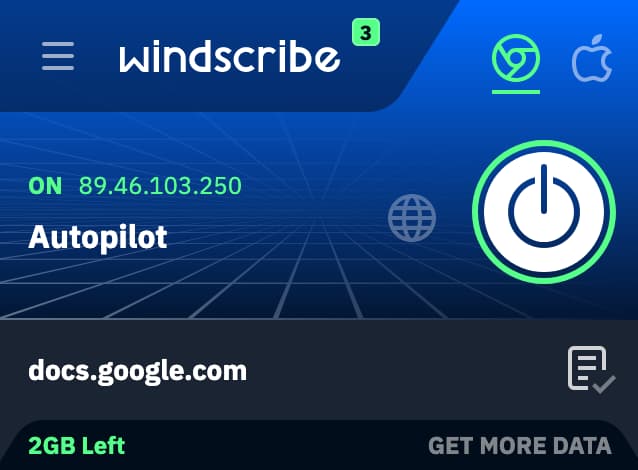 Extensión para navegador de Windscribe Gratis