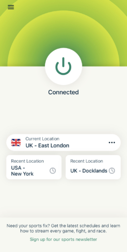 Aplicativo ExpressVPN para iOS