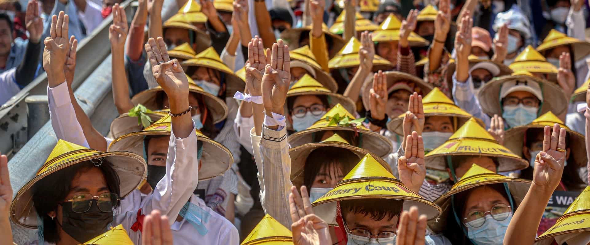 Global Cost of Internet Shutdowns header image showing marches in Myanmar