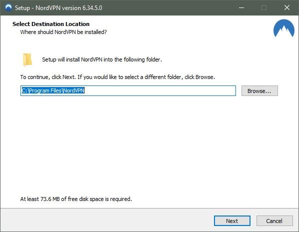 Cuadro de diálogo de Windows 10 para instalar NordVPN.