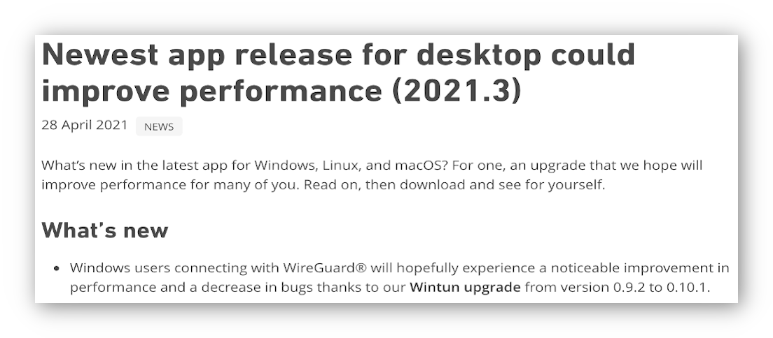 Actualización del rendimiento de Mullvad: «Esperamos que los usuarios de Windows que se conecten con WireGuard experimenten un aumento notable en el rendimiento».