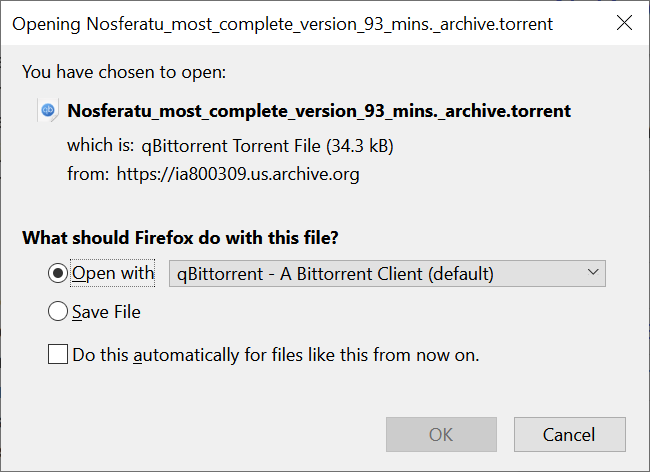Captura de pantalla descargando un archivo torrent