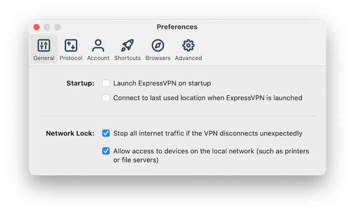 Acceso a la red local de ExpressVPN