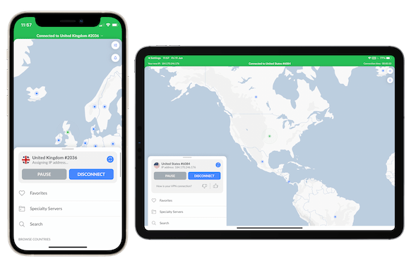 Aplikacja NordVPN na iPhone'a i iPada