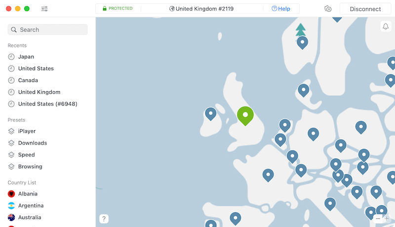 App di NordVPN per Mac