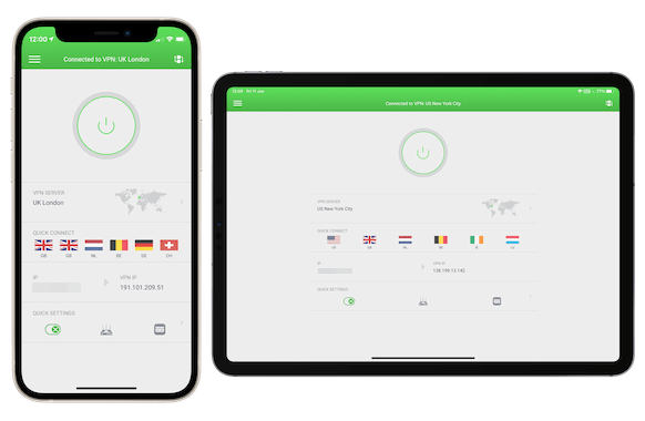 PIA VPN's app for iOS and iPadOS.