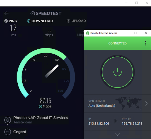 Private Internet Access speed test