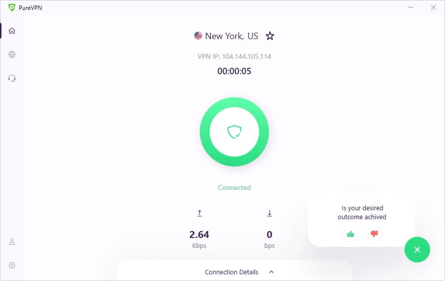 PureVPN homescreen on Windows
