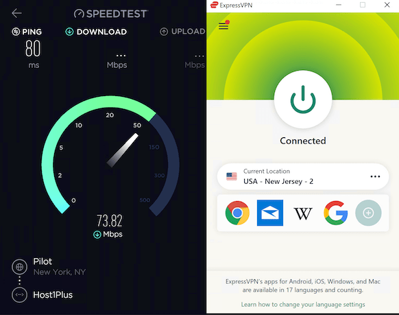 ExpressVPN speed test