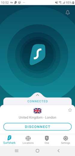 Aplicación para Android de Surfshark
