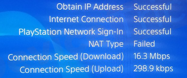 Mensaje de error de tipo de NAT de PS4