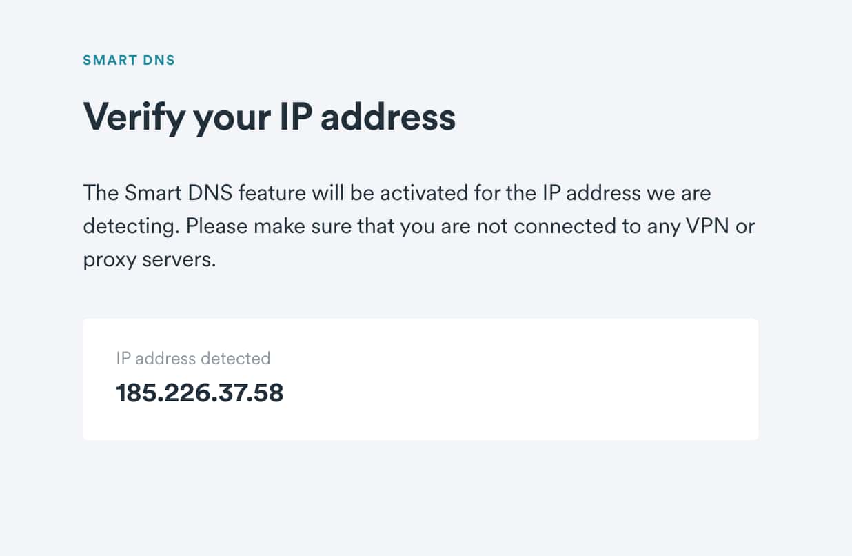 Rilevamento IP smart DNS di Surfshark