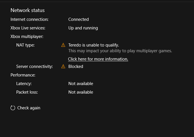 Xbox teredo error message
