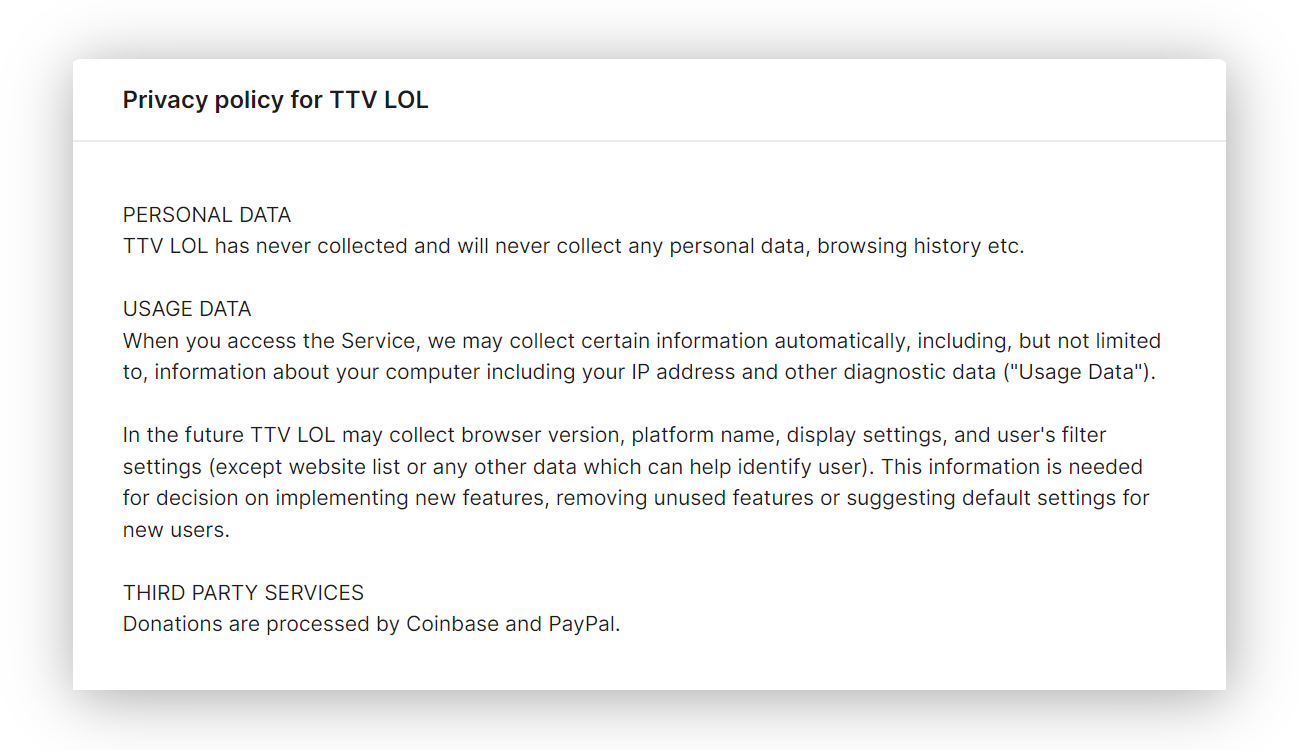 TTV LOL's Privacy Policy