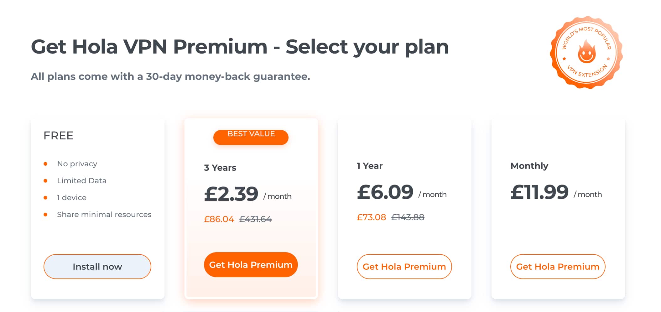 Hola VPN pricing plans