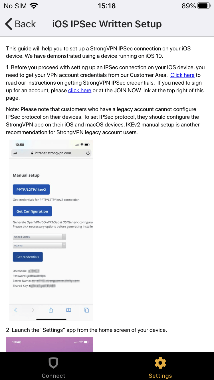 ภาพหน้าจอของบทความ ("iOS IPSec เขียนการตั้งค่า").