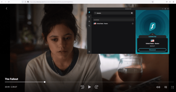 Desbloqueando HBO Max utilizando Surfshark 