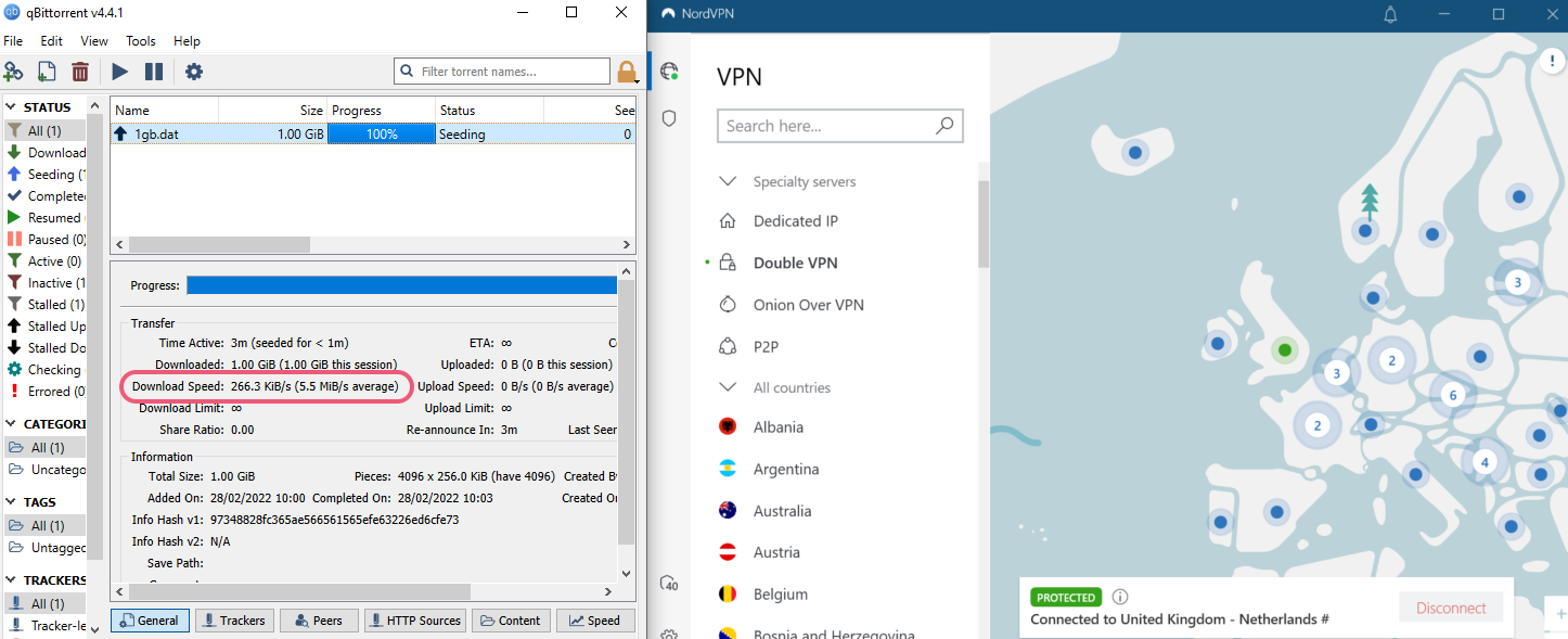 Uso de torrents con la función Double VPN de NordVPN