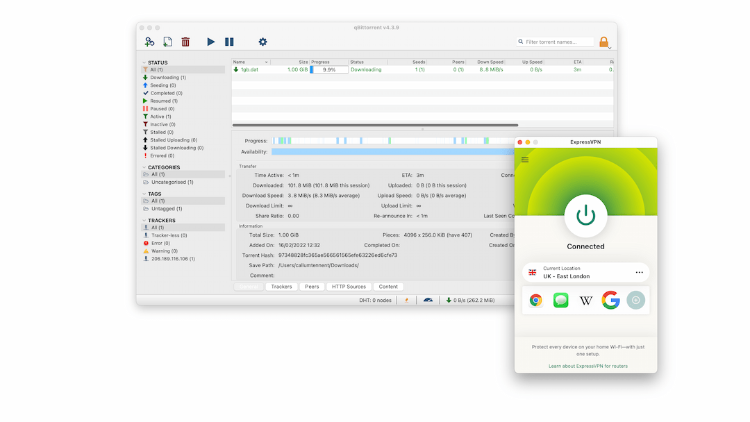 qBittorrent running successfully with ExpressVPN