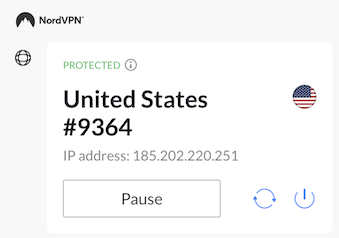 Dirección IP en NordVPN Chrome