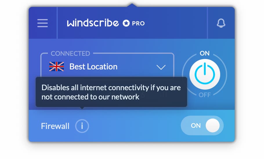 Windscribe app and Firewall toggle