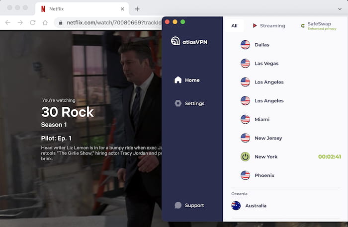 Streaming de Netflix USA avec Atlas VPN