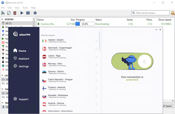 Używanie Atlas VPN podczas pobierania torrentów