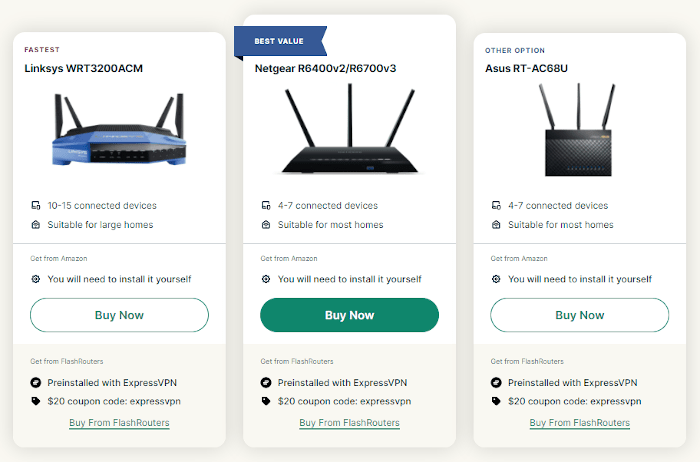Opciones de router VPN en Expressvpn.com