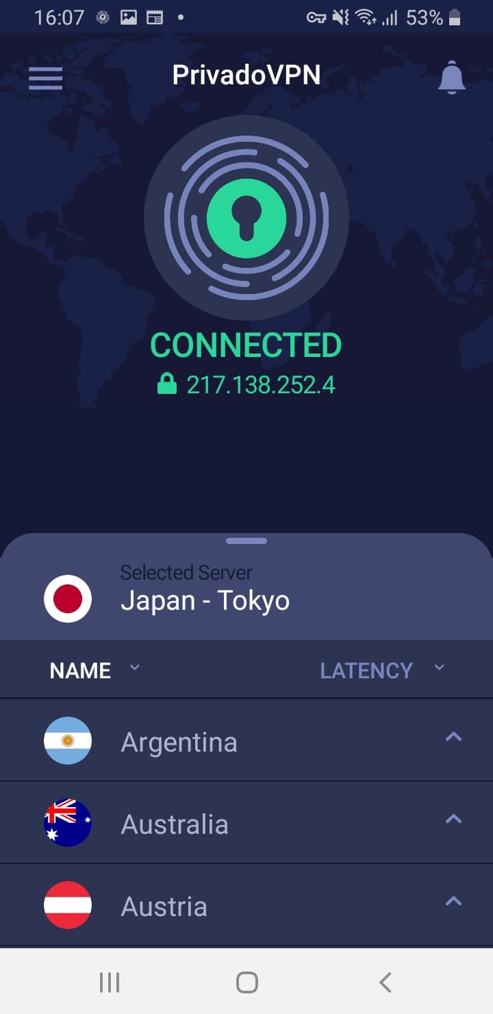 PrivadoVPN Android App