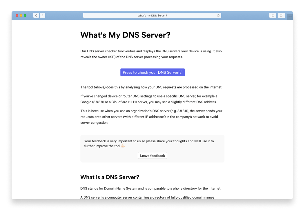Qual è il mio server DNS?