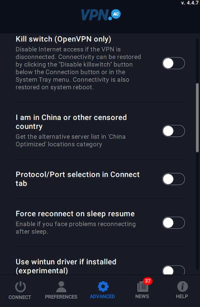 VPN.ac kill switch