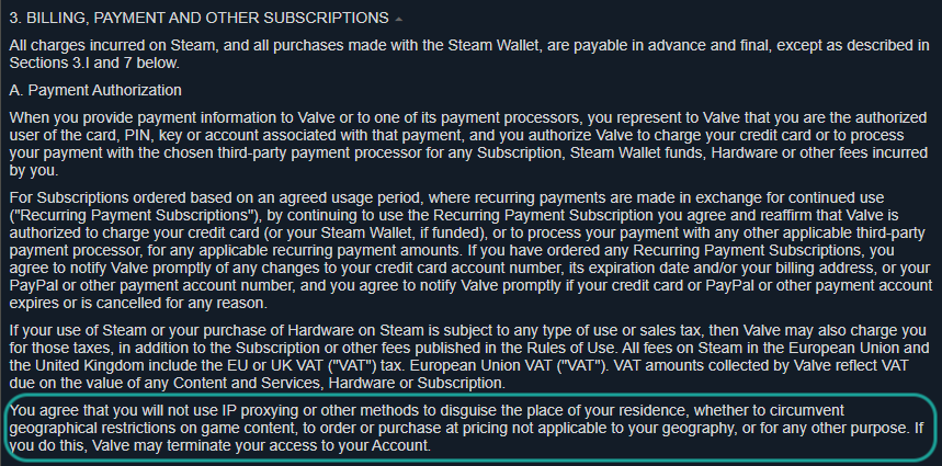 Acuerdo del suscriptor a Steam
