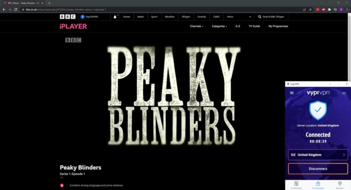 Test de VyprVPN pour le streaming sur BBC iPlayer