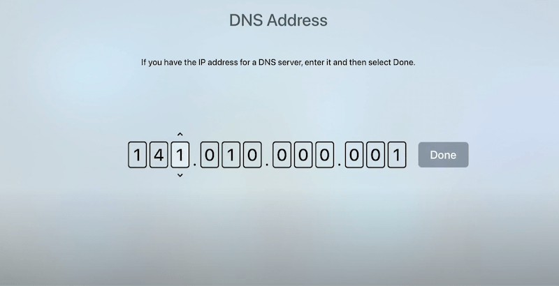 Changing DNS address on Apple TV