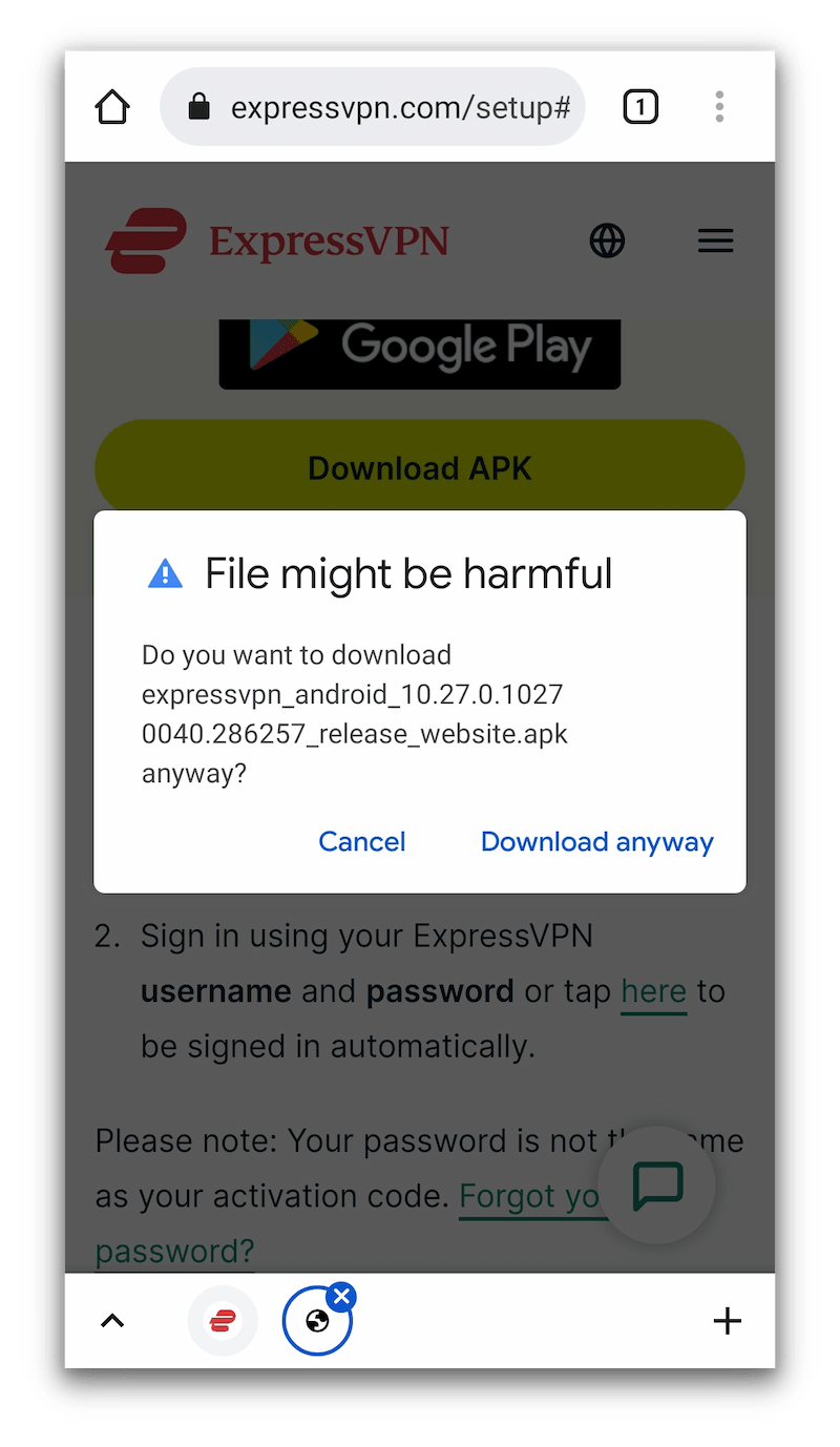 Une fenêtre contextuelle vous met en garde contre le téléchargement d'un fichier APK sur votre Android.