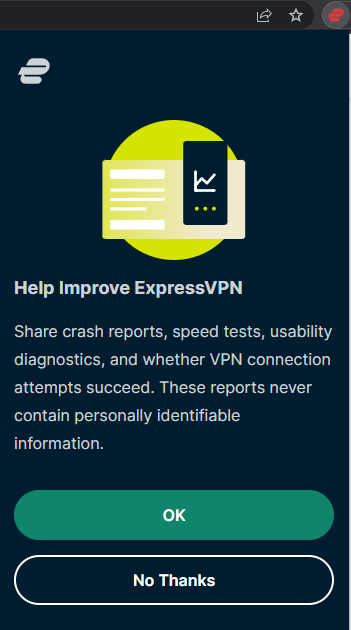 End of the setup process for ExpressVPN Chrome browser extension