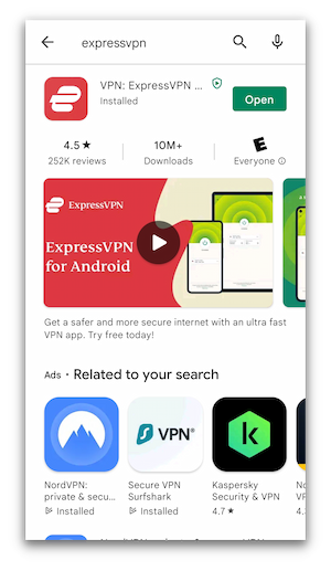 ExpressVPN on the Google Play Store