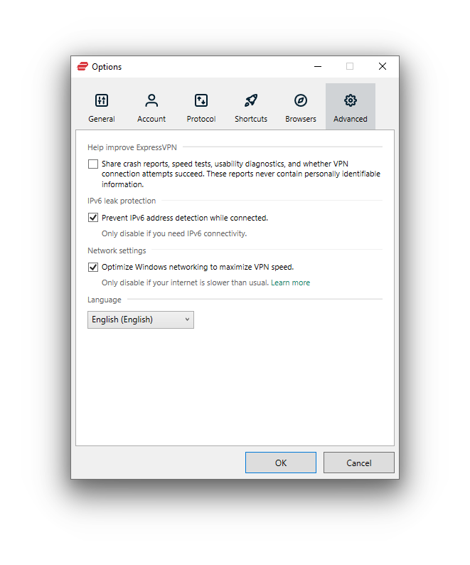 ExpressVPN advanced security settings