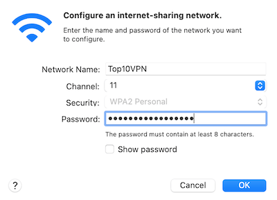 Choosing network settings for Mac virtual router