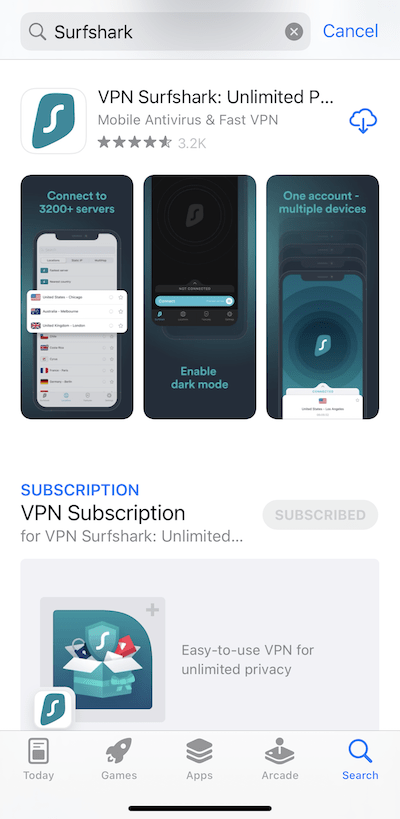 Download Surfshark onto an iPhone