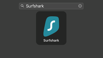 Opening the Surfshark app from Spotlight