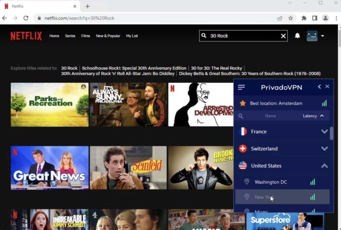 US NETFLIX वीडियो थंबनेल तक पहुंचने के लिए Privadovpn का उपयोग करना