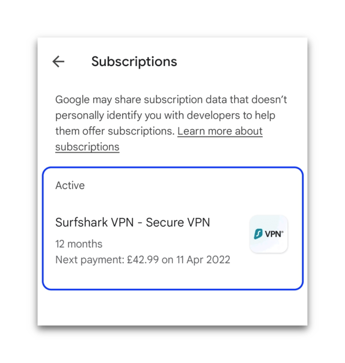 Surfshark Android Free Trial Subscription Listing