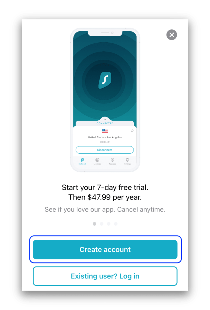 Surfshark iOS Free Trial Create Account